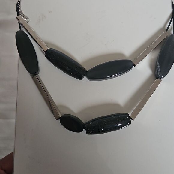 Elegant Black and Silver Layered Choker Necklace - Picture 16 of 16